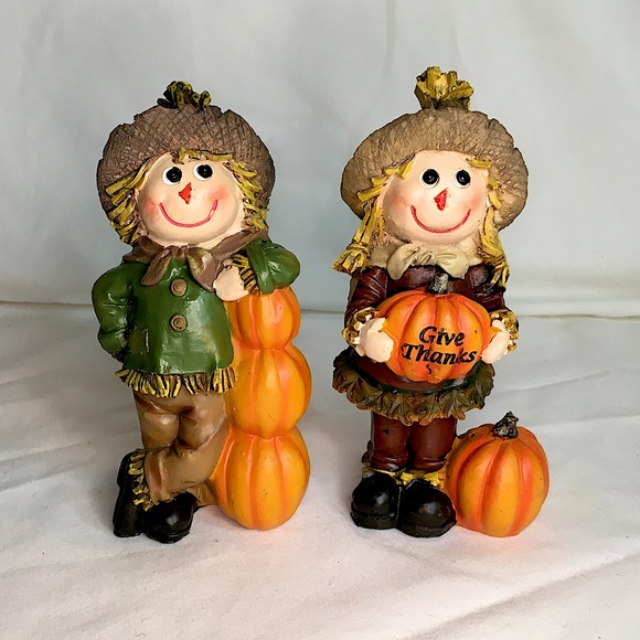 2 Piece Scarecrow Boy and Girl with Pumpkins by Valerie Parr Hill - Picture 4 of 13